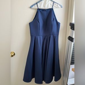 Chi Chi London Cassandra Dress - Navy High Neck Halter Dress Size UK14 / US 10